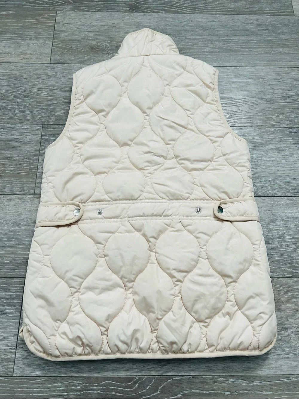 J. Crew Signature Puffer Vest in Tan with Pink Label